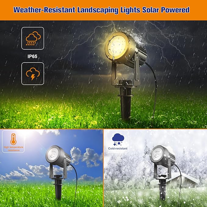 APONUO Solar Spot Lights Outdoor 4-in-1 Solar Landscape Lights Dusk to Dawn - Image 6