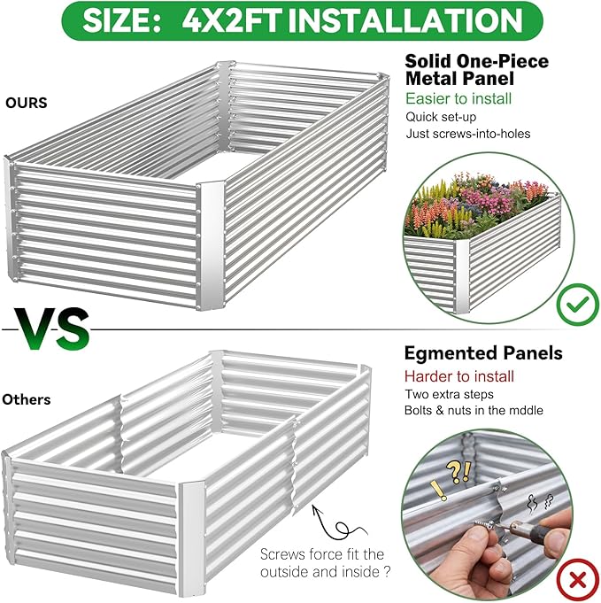 3 Pack Tall 4x2FT Raised Beds for Gardening, Corrugated Galvanized Steel Raised - Image 3