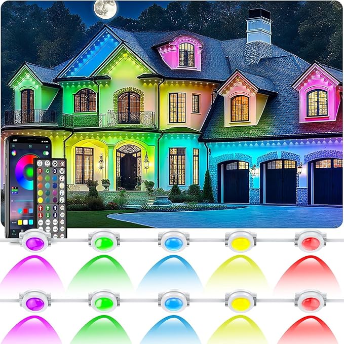 150FT Permanent Outdoor Lights for House Waterproof, IP67 LED Eave Lights by Unknown