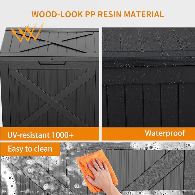32 Gallon Outdoor Deck Box, Lockable Waterproof Outdoor Storage Boxes - Image 5