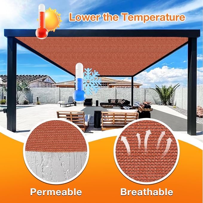 Artpuch 90% Sun Shade Cloth, 11 x 13 FT Pergola Shade Cover Canopy - Image 4