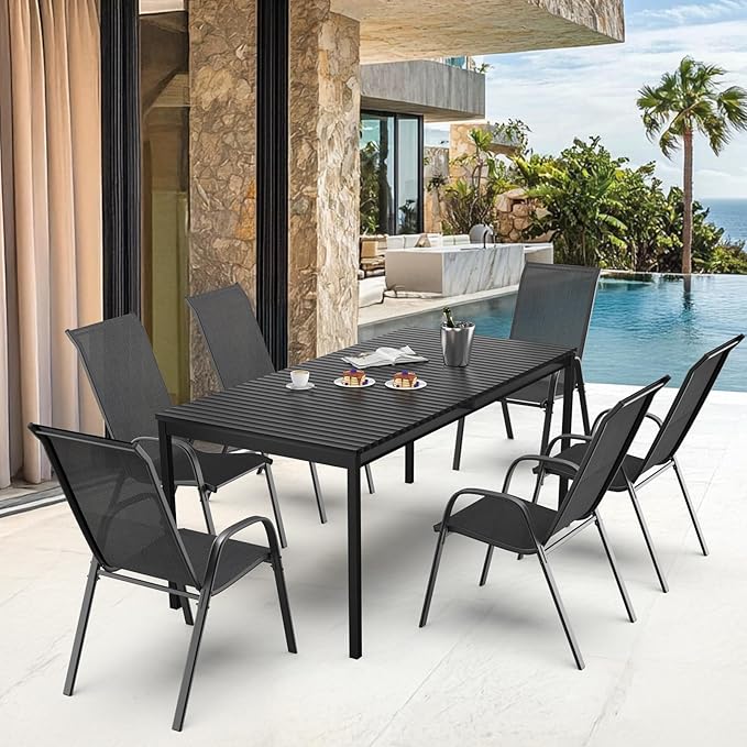 VINGLI Patio Chairs Set of 2 – Stackable Outdoor Dining Chairs - Image 9