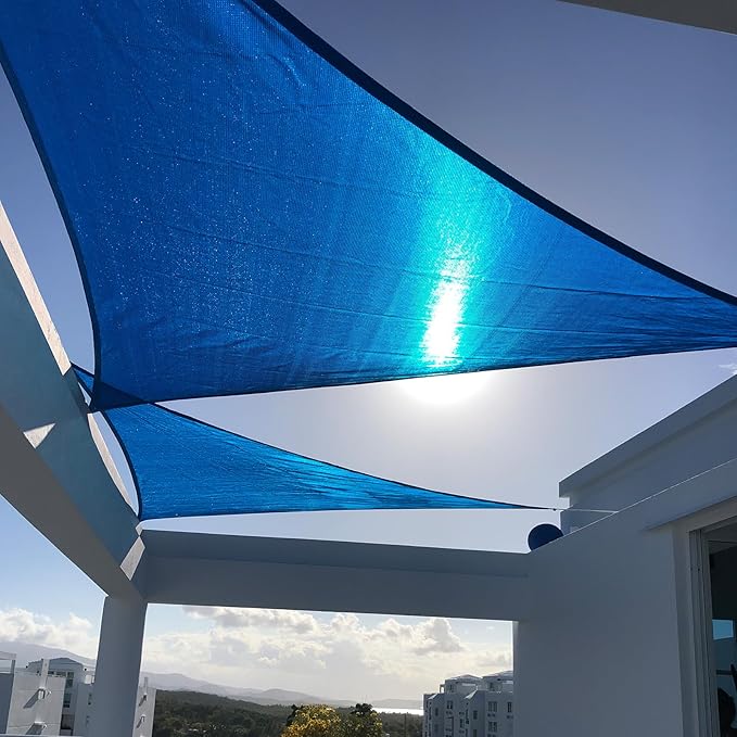 SUNNY GUARD Sun Shade Sail 12'x12'x12' Triangle Blue UV Block Sunshade by SUNNYGUARD