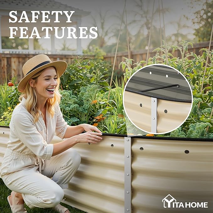 YITAHOME 17" Tall 6 in 1 Large Raised Garden Bed Kit, 6.5x2x1.4ft Galvanized - Image 6