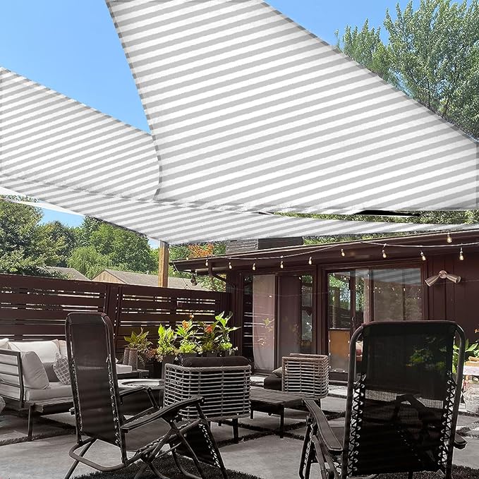 LOVE STORY 10' x 10' x 10' Triangle Grey-White Sun Shade Sail Canopy UV Block by LOVESTORY