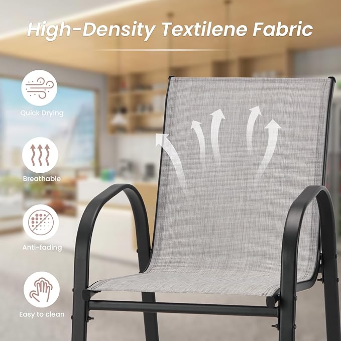 HOMREST Outdoor Bar Height Stools Set of 6, High Back Patio Chairs - Image 8