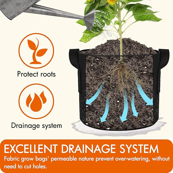 Gardzen 6-Pack 10 Gallon Grow Bags, Aeration Fabric Pots - Image 4