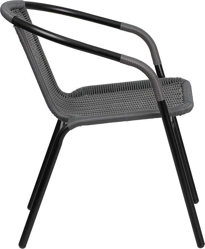 EMMA + OLIVER Set of 4 Modern Rattan Indoor/Outdoor Stack Chairs, Stacking - Image 8