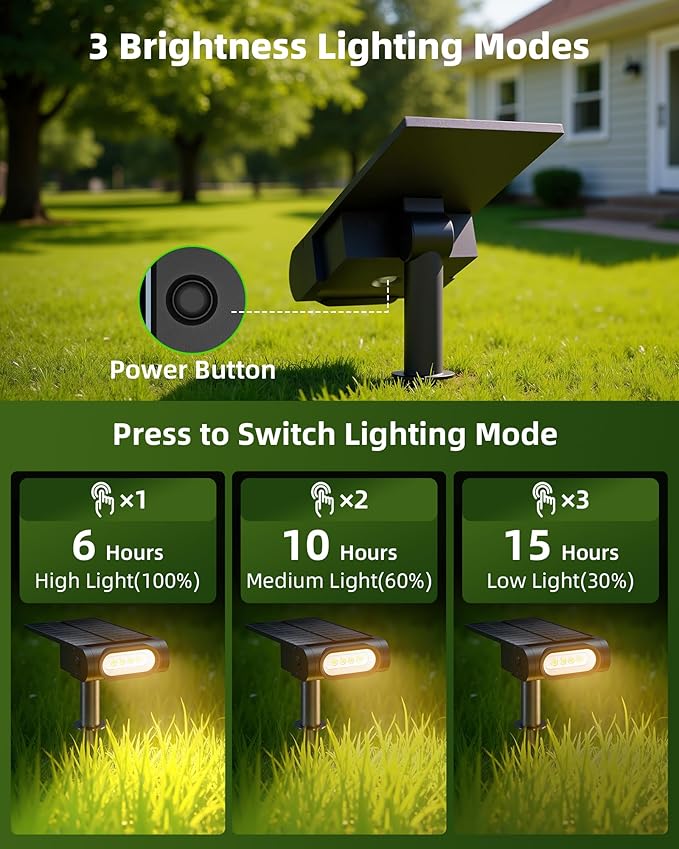 EZVALO Solar Spot Lights Outdoor IP67 Waterproof, Adjustable Solar Landscape - Image 3
