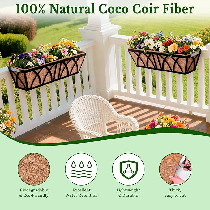 Halatool 4 Pack 36 Inch Trough Coco Fiber Replacement Window Box Liners - Image 4