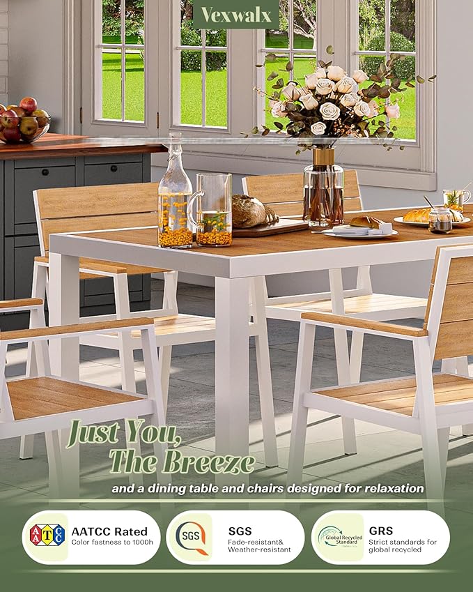 67" HDPS Outdoor Patio Dining Table, Aluminum-Edged Outdoor Dining Table - Image 5