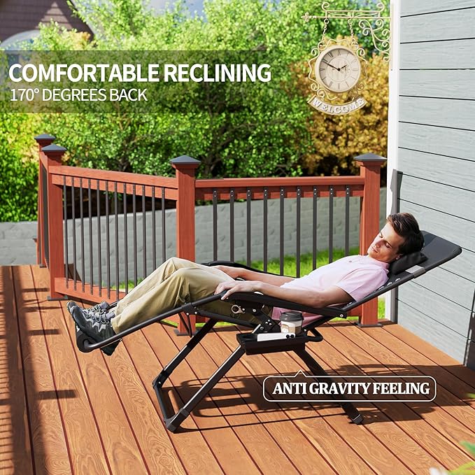 UDPATIO Oversized Zero Gravity Chair 29In XL Patio Reclining Chair - Image 6
