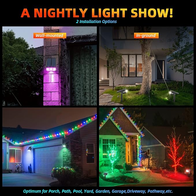 Solar Spotlights Outdoor, 40 LED s Color Changing RGB Waterproof Landscape - Image 3
