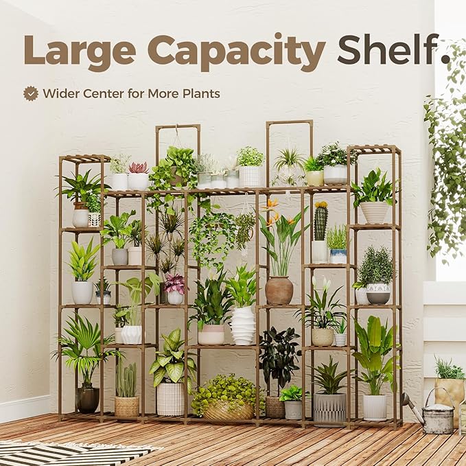 Bamworld Plant Shelf Indoor 30 Pots Large Plant Shelf Wide Tall Outdoor Plant - Image 8
