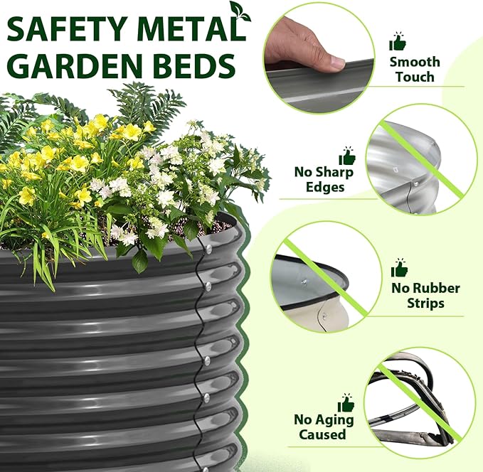 A ANLEOLIFE 12-Set 8X4X2 ft Galvanized Raised Garden Bed Kit, Oval Metal Deep - Image 4