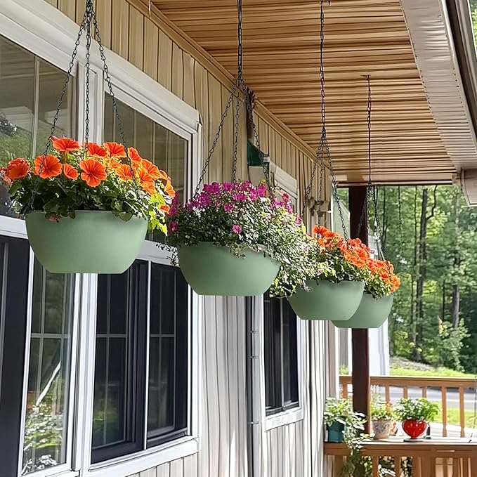 T4U 12 Inch Hanging Planters for Indoor Outdoor Plants, 2 Pack Plastic Hanging - Image 5