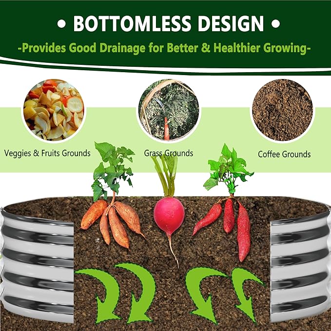 3PCS 4x4x1FT Galvanized Raised Garden Bed Kit, Vegetable Boxes-Round Metal - Image 4