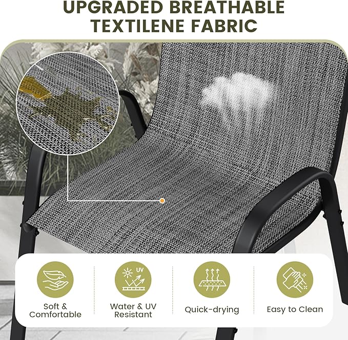 UDPATIO Patio Chairs Set of 2, Stackable Outdoor Dining Chairs - Image 5