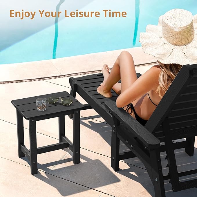 LUE BONA Outdoor Side Table, HDPS Small Outdoor Adirondack Side Tables - Image 3