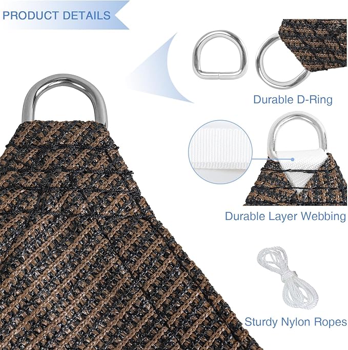 E&K Sunrise 15' x 15' x 15' Sun Shade Sail Triangle Canopy Shade Cover UV Block - Image 4