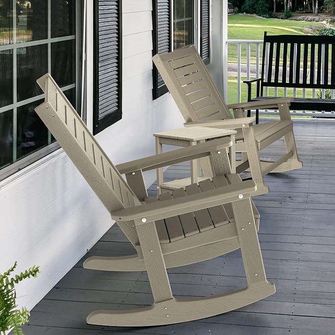 GREENVINES Outdoor Rocking Chairs | Set of 4 | Porch Rocker | HDPE Plastic | - Image 6