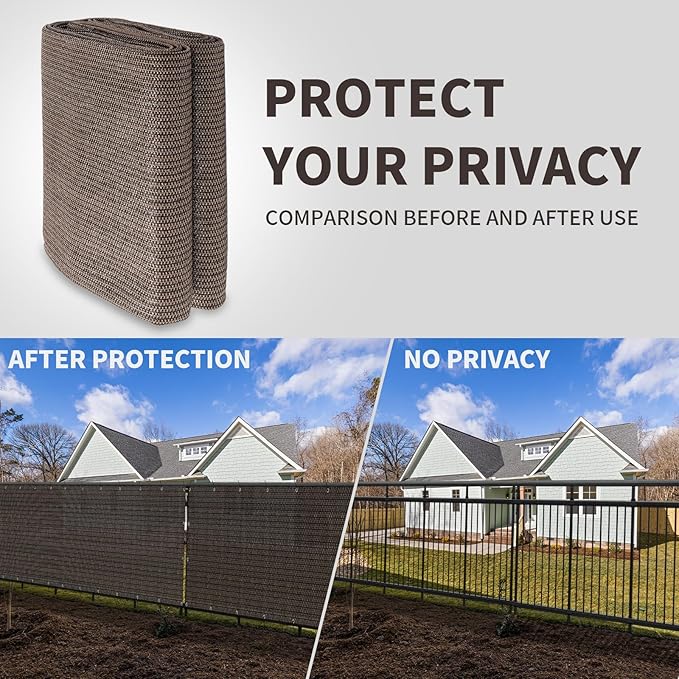LOVE STORY Custom Size 3'x10' Brown Balcony Privacy Screen, UV Block Privacy - Image 5