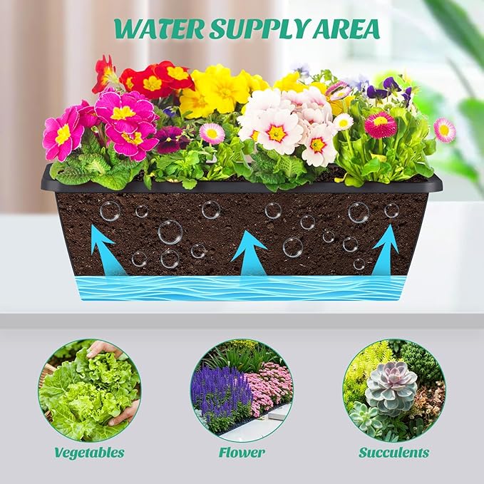 CADUKE Railing Planter Boxes 2 Pack Railing Flower Box - Image 7
