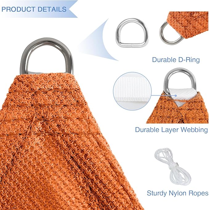 E&K Sunrise 14' x 14' x 14' Sun Shade Sail Triangle Canopy Shade Cover UV Block - Image 4