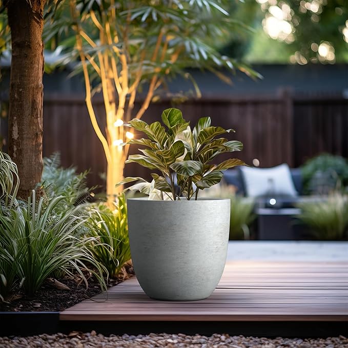 Kante 18 Inch Dia Round Concrete Planter, Indoor Outdoor Large Plant Pot - Image 3