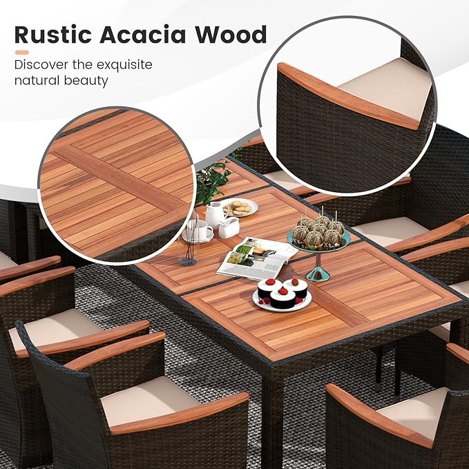 Tangkula 11 Pieces Rattan Outdoor Dining Set - Image 4