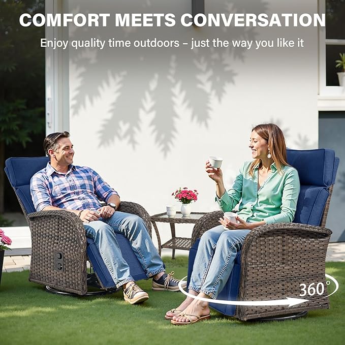 Belord Swivel Outdoor Recliner Chair Set of 2 - Image 6