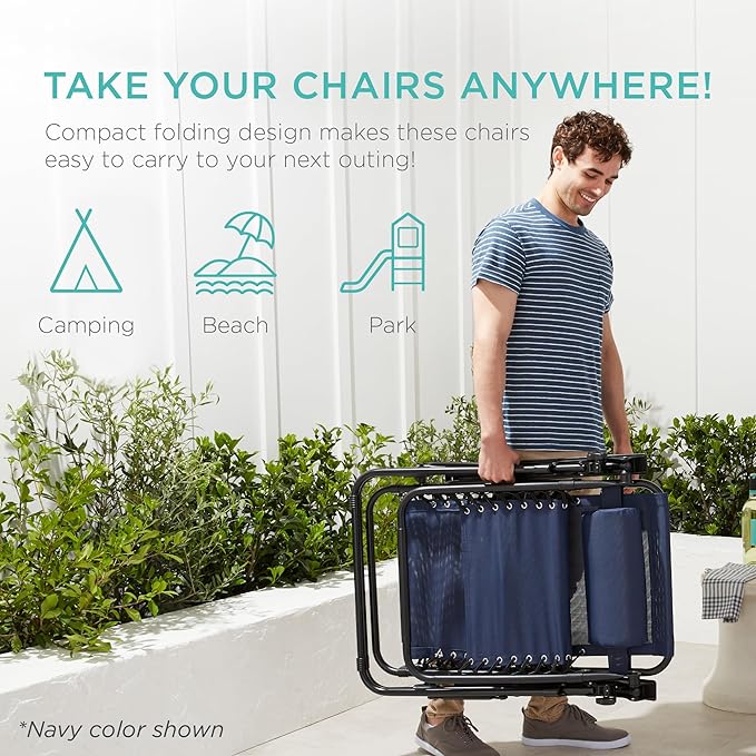 Best Choice Products Set of 2 Adjustable Steel Mesh Zero Gravity Lounge Chair - Image 6