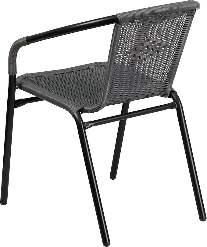 Flash Furniture Lila Modern Rattan Indoor/Outdoor Stackable Dining Chairs - Image 8