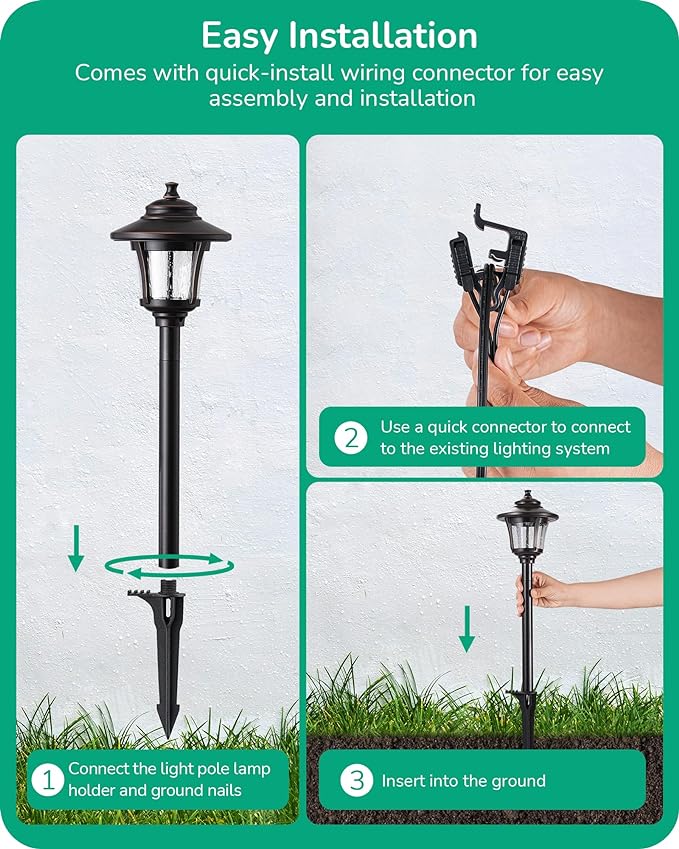 EDISHINE Low Voltage Landscape Lighting, 12V 3W 120LM 3000K Seed Glass Outdoor - Image 5