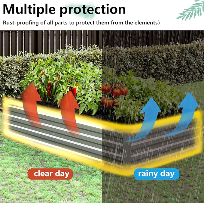Vengarus 2 Pack 12x4x1FT Galvanized Raised Garden Bed Kit, Outdoor Metal - Image 6