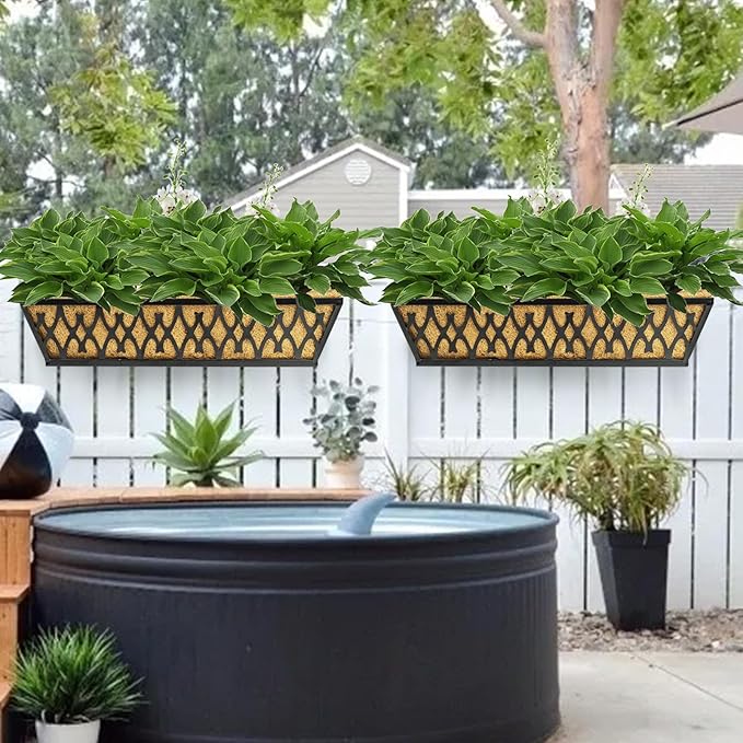 2 Pack 24 Inch Window Boxes Planters Railing Planter Box - Image 7
