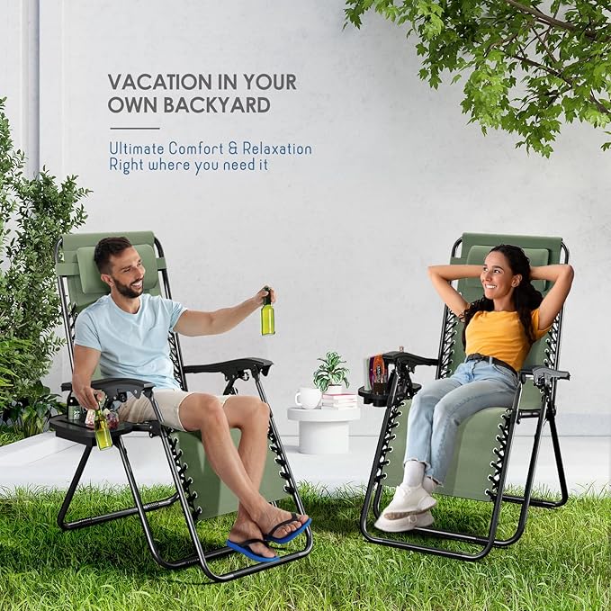 Nestl Zero Gravity Chairs Set of 4, Patio Lounge Chair Outdoor - Image 9