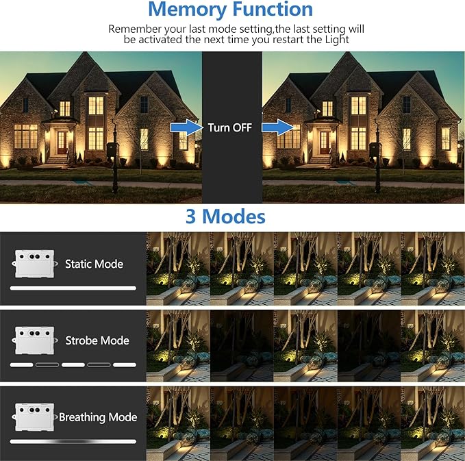 MEIHUA Solar Spot Lights Outdoor, 6 in 1 Solar Landscape Spotlights 2700K Warm - Image 3