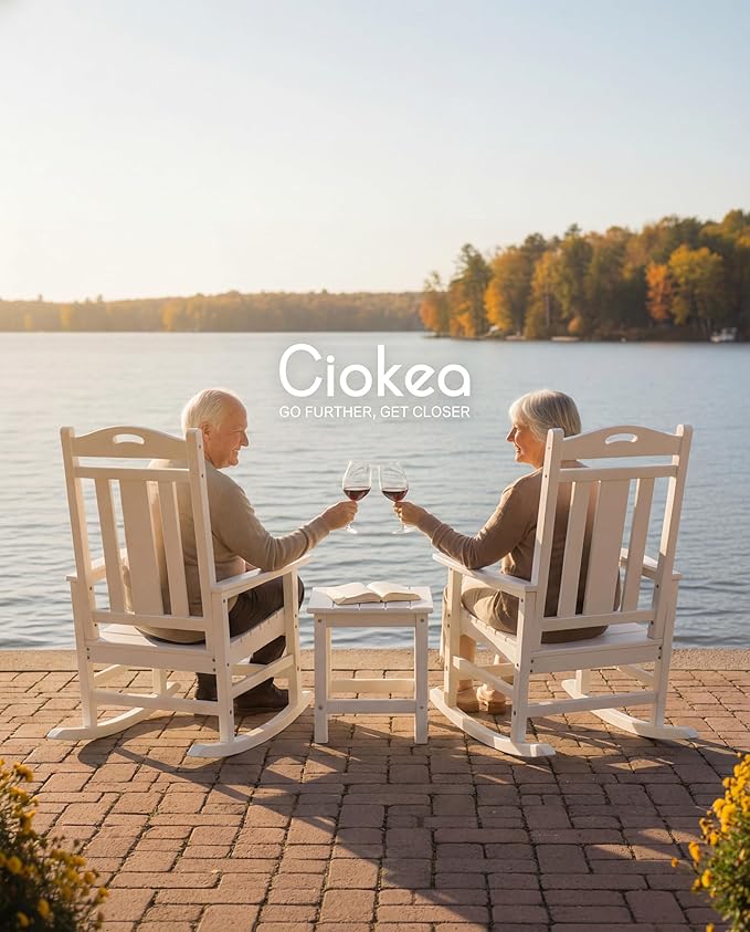 Ciokea Oversized Outdoor Rocking Chairs Set of 3, 380lbs Heavy-Duty Large Patio - Image 5
