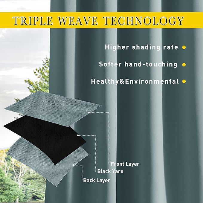 NICETOWN Outdoor Curtains for Patio Waterproof 108 inches Long 2 Panels - Image 6