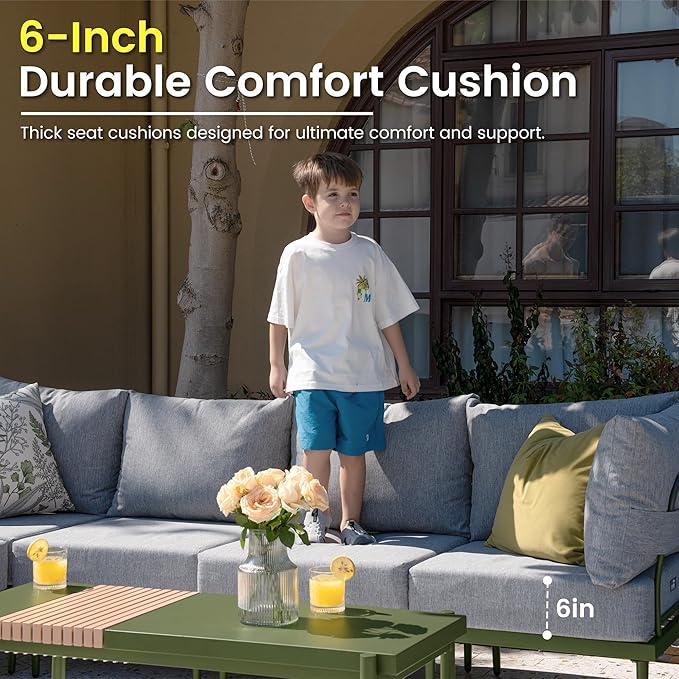 Sundale Outdoor 2 Pieces Patio Sofa Set, Metal Outdoor Sectional Loveseat - Image 4