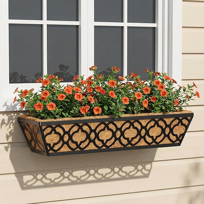 Y&M 24in Window Planter Box 4Pcs Iron Railing Planter - Image 6