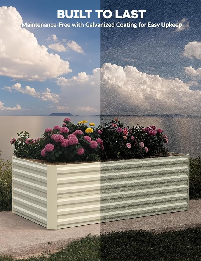 CABIHOME 2 Pcs 6x3x2 Ft Galvanized Raised Garden Bed, Deep Root Planter Box - Image 4