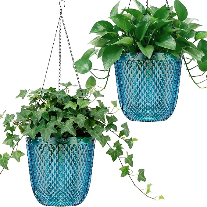 QCQHDU Self Watering Hanging Pots, 2 Pack 7.2 Inch Hanging Planters by QCQHDU