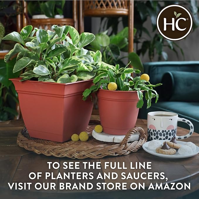 The HC Companies Eclipse Square Plastic Planter w/ Attached Saucer - Image 8
