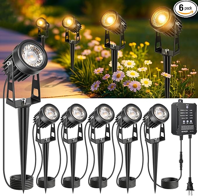 Plug and Play Low Voltage Landscape Lighting Kit, Warm White Waterproof Outdoor by ROLANCHE