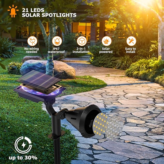 Solar Lights Outdoor, 2-in-1 Decorative Solar Landscape Lighting - Image 2