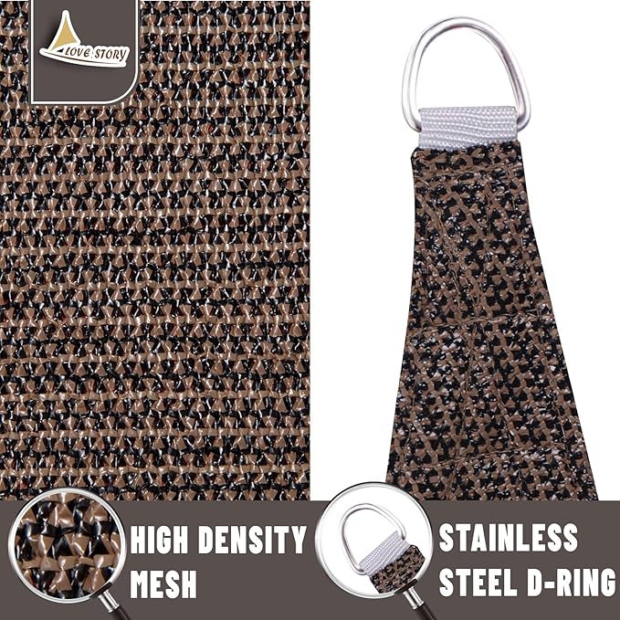 LOVE STORY Custom Size 9'x18'x20.1' Brown Sun Shade Sail Right Triangle - Image 5