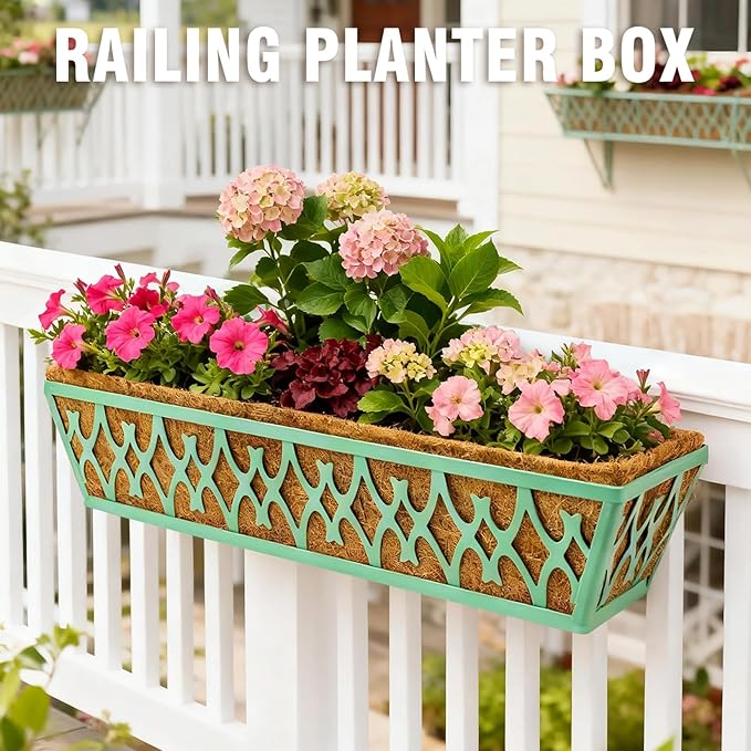 6 Pack 24 Inch Window Boxes Planters Railing Planter Box - Image 4
