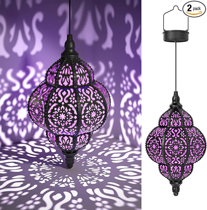 Hanging Solar Lights Outdoor Garden Decor Solar Lantern Waterproof Plastic by Hapjoy